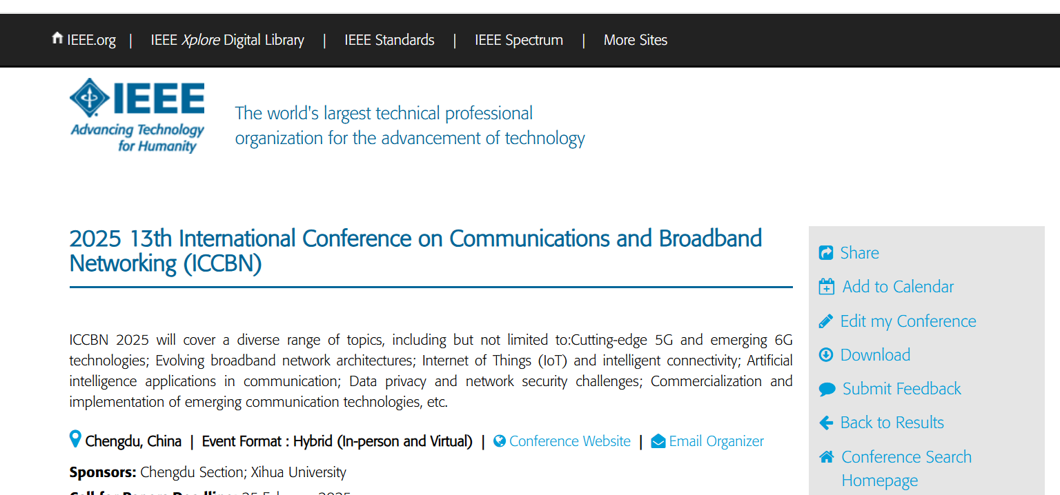 ICCBN 2025 IEEE Official Event Listing